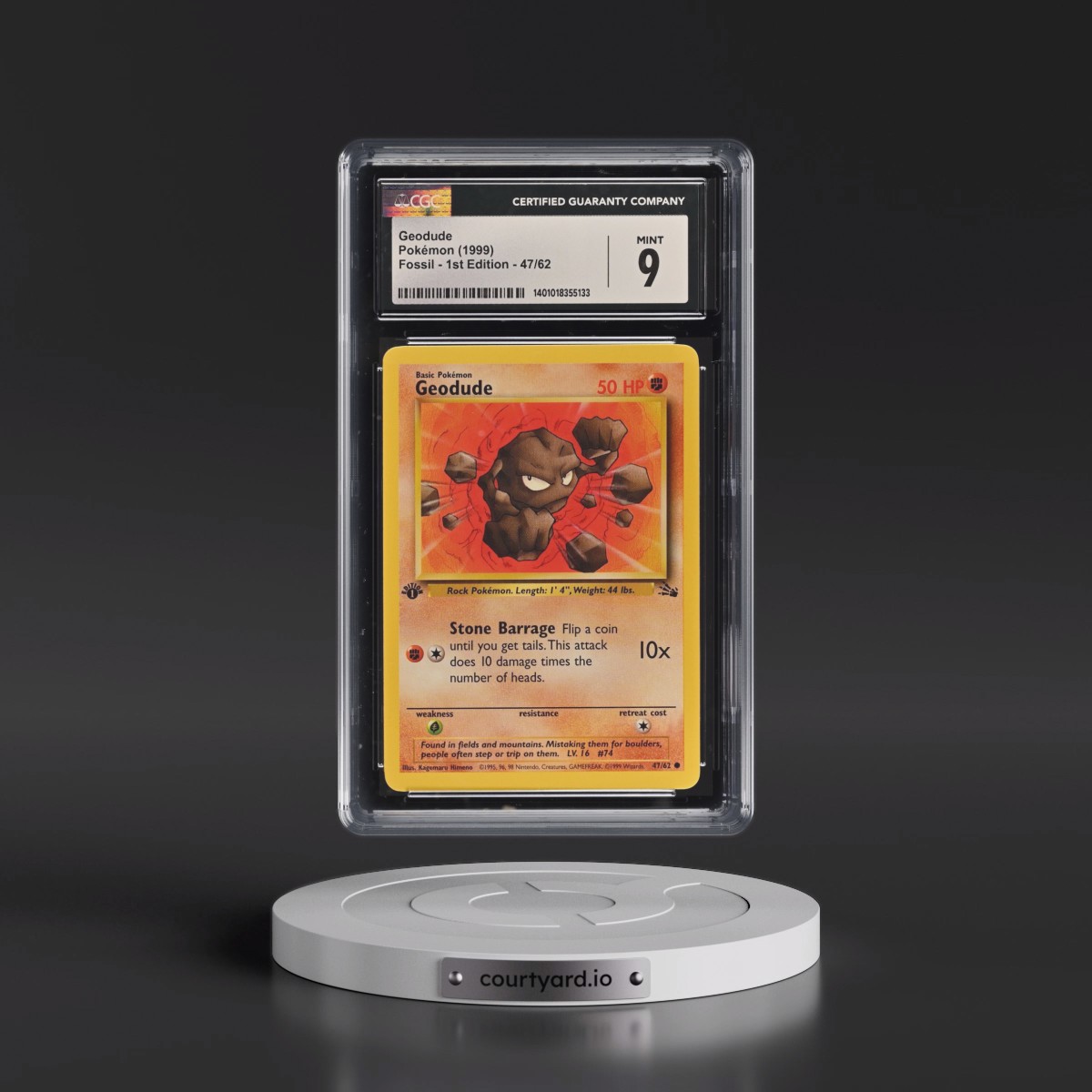 1999 Fossil #47/62 Geodude - 1st Edition 1st Edition (CGC 9 MINT)