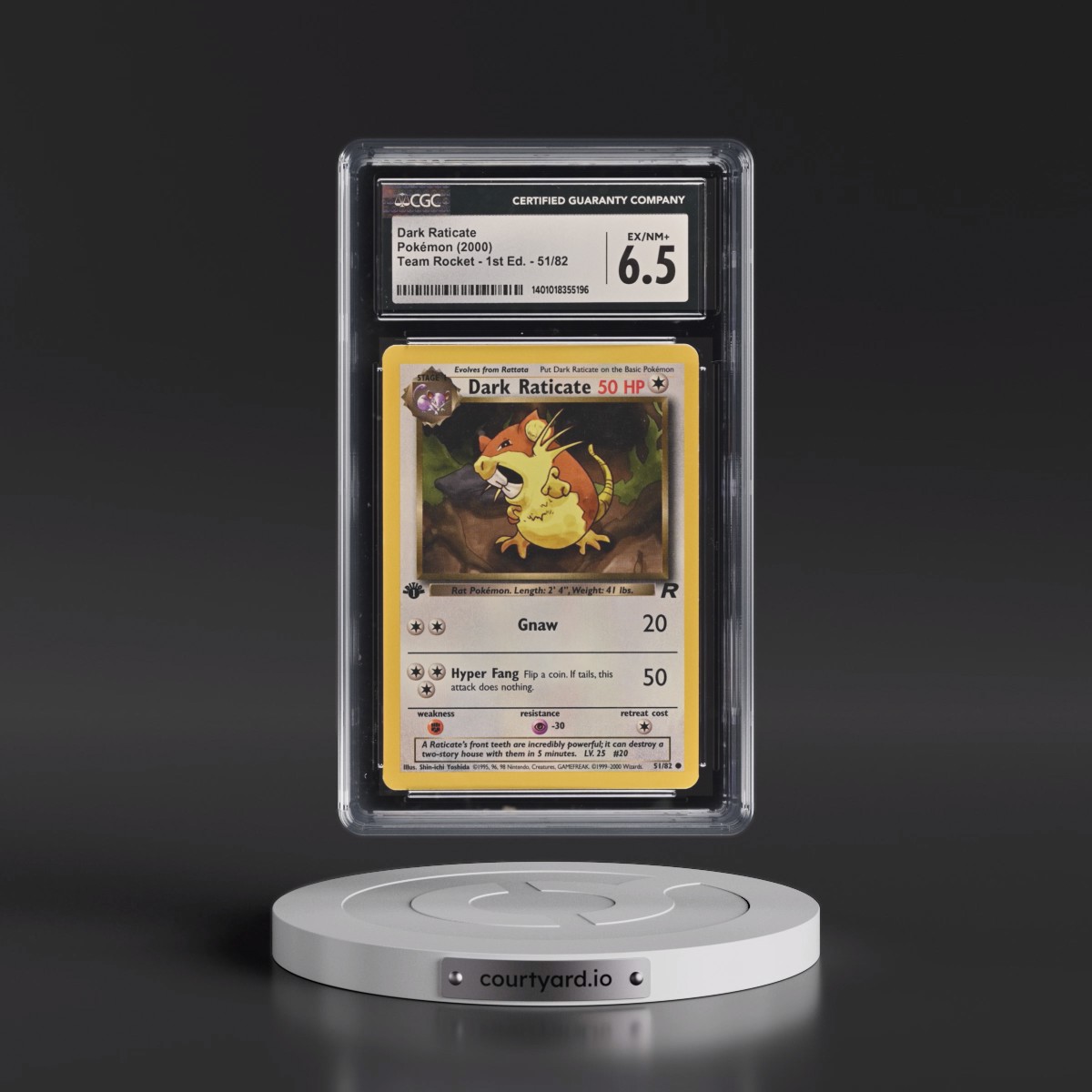 2000 Team Rocket #51/82 Dark Raticate - 1st Edition 1st Edition (CGC 6.5 EX-NM+)