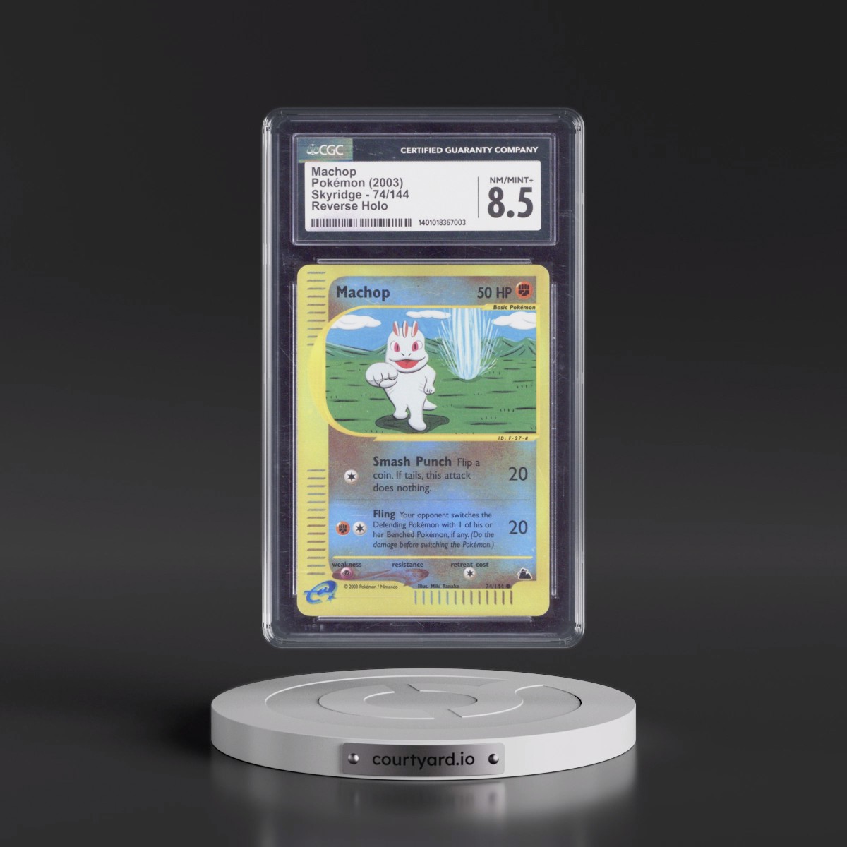 2003 Skyridge #74/144 Machop - Reverse Holo (CGC 8.5 NM-MT+)