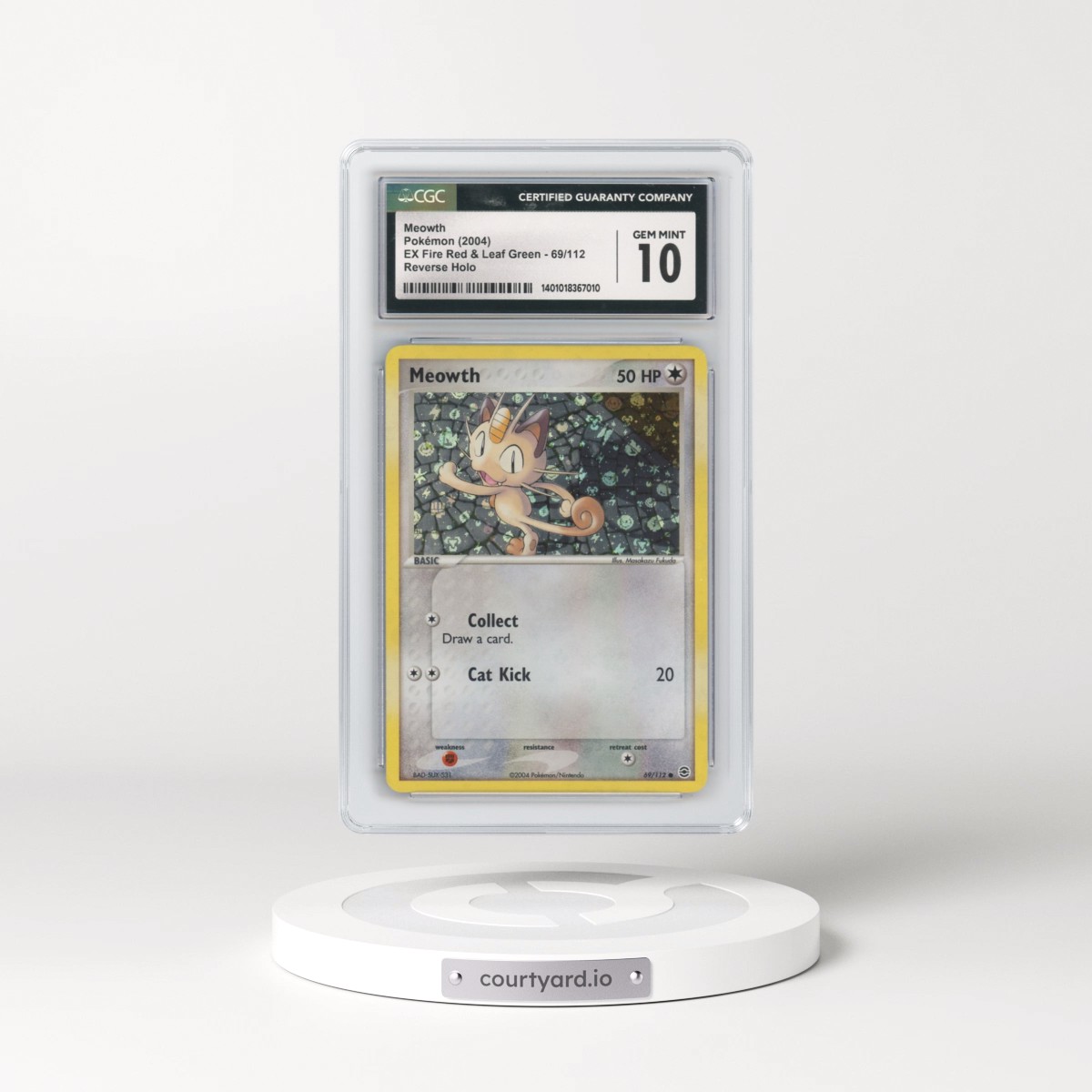 2004 EX Fire Red & Leaf Green #69/112 Meowth - Reverse Holo (CGC 10 GEM MINT)