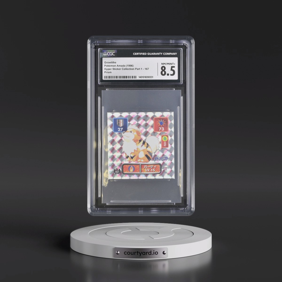 1996 Hyper Sticker Collection Part 1 (1996) #167 Growlithe - Prism (CGC 8.5 NM-MT+)