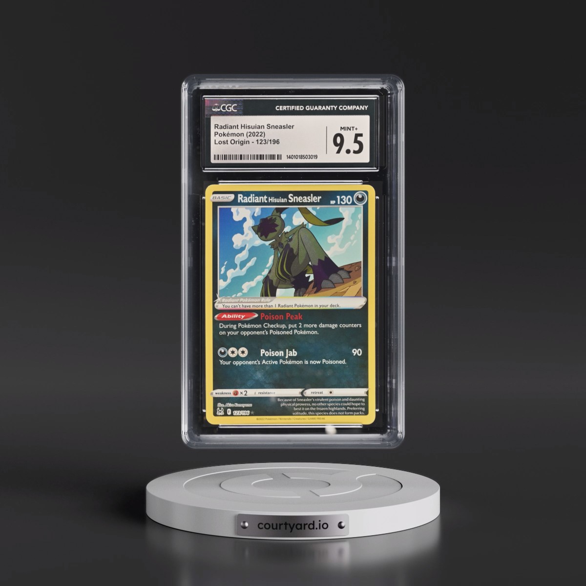 2022 Lost Origin #123/196 Radiant Hisuian Sneasler - Holo (CGC 9.5 MINT+)