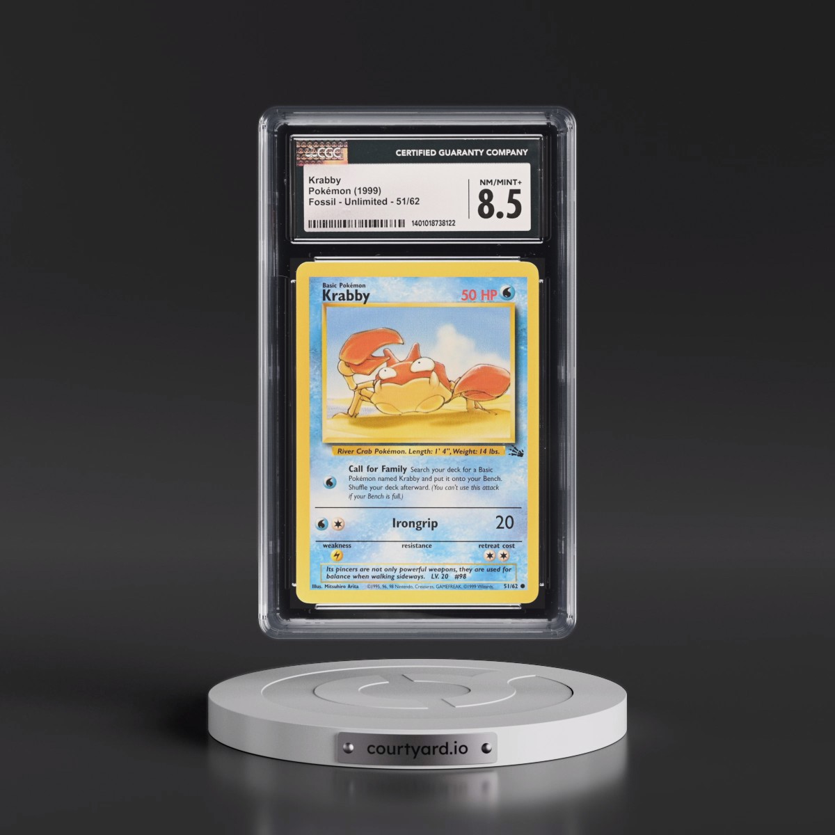1999 Fossil #51/62 Krabby (CGC 8.5 NM-MT+)