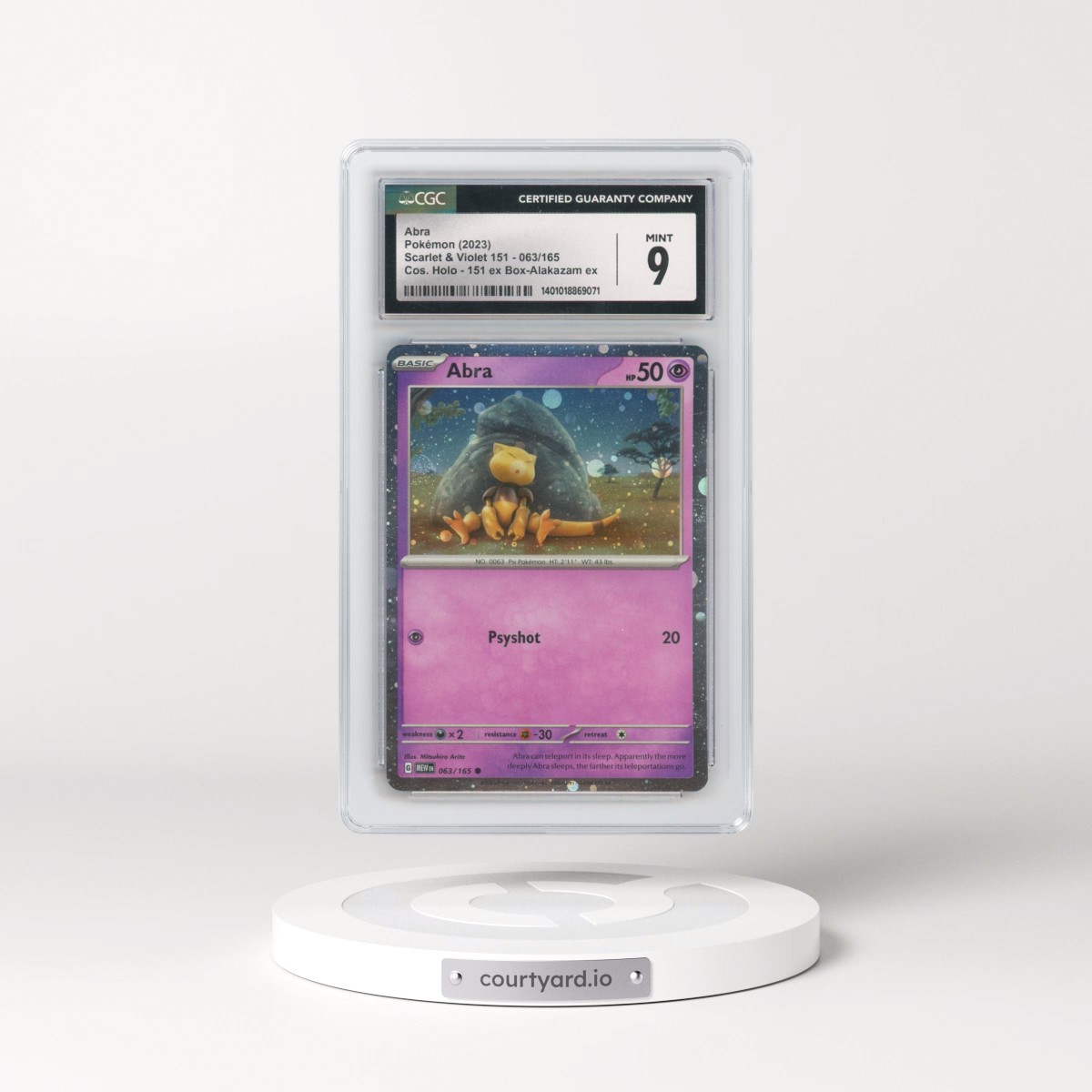 2023 Scarlet & Violet 151 - MEW EN #063/165 Abra - 151 Alakazam ex Collection (Cosmos Holo) (CGC 9 MINT)