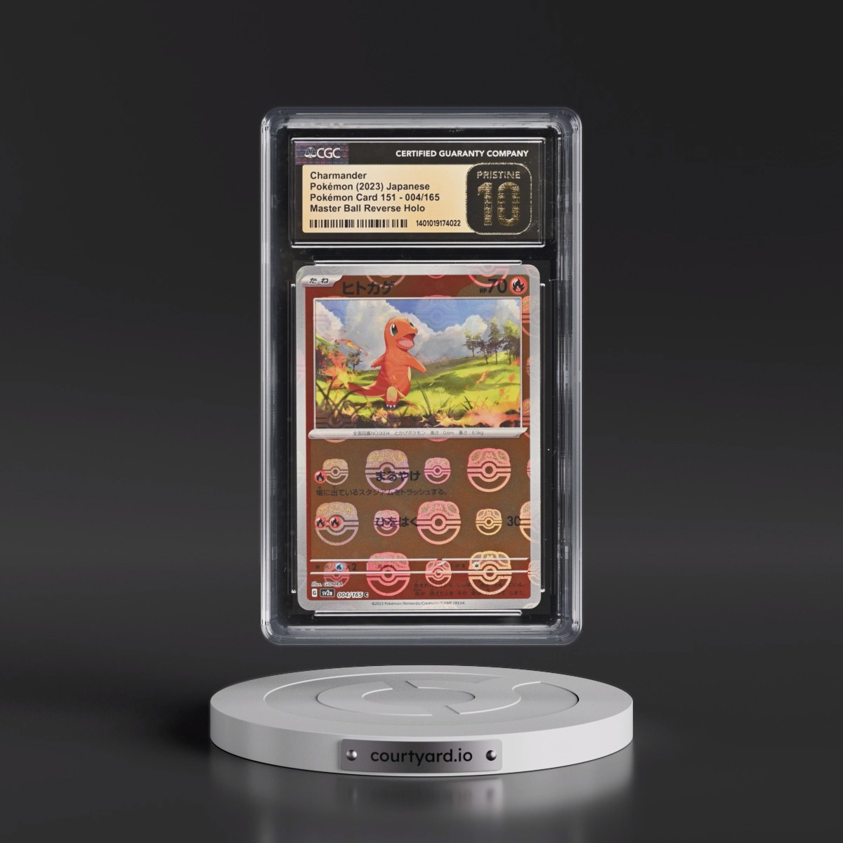 2023 Pokémon Card 151 Charmander - Reverse Holo Master Ball #004/165 CGC 10
