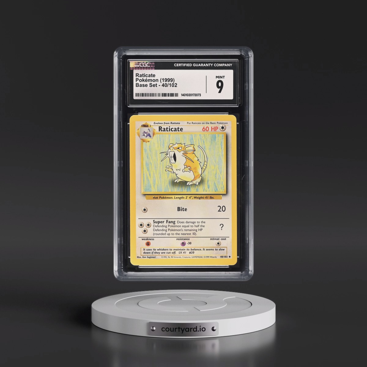 1999 Base Set #40/102 Raticate (CGC 9 MINT)