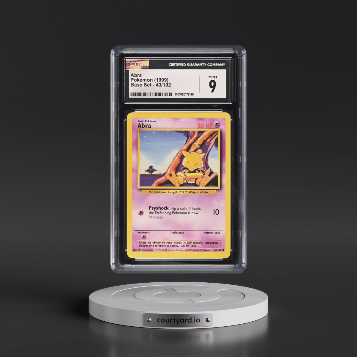 1999 Base Set #43/102 Abra (CGC 9 MINT)