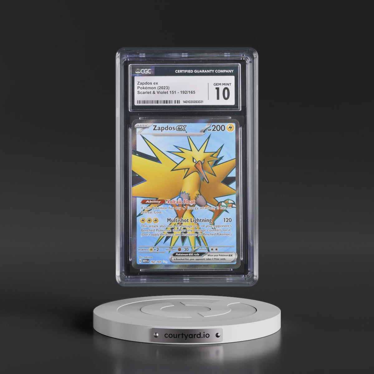 2023 Scarlet & Violet 151 - MEW EN #192/165 Zapdos ex - Ultra Rare Holo (CGC 10 GEM MINT)