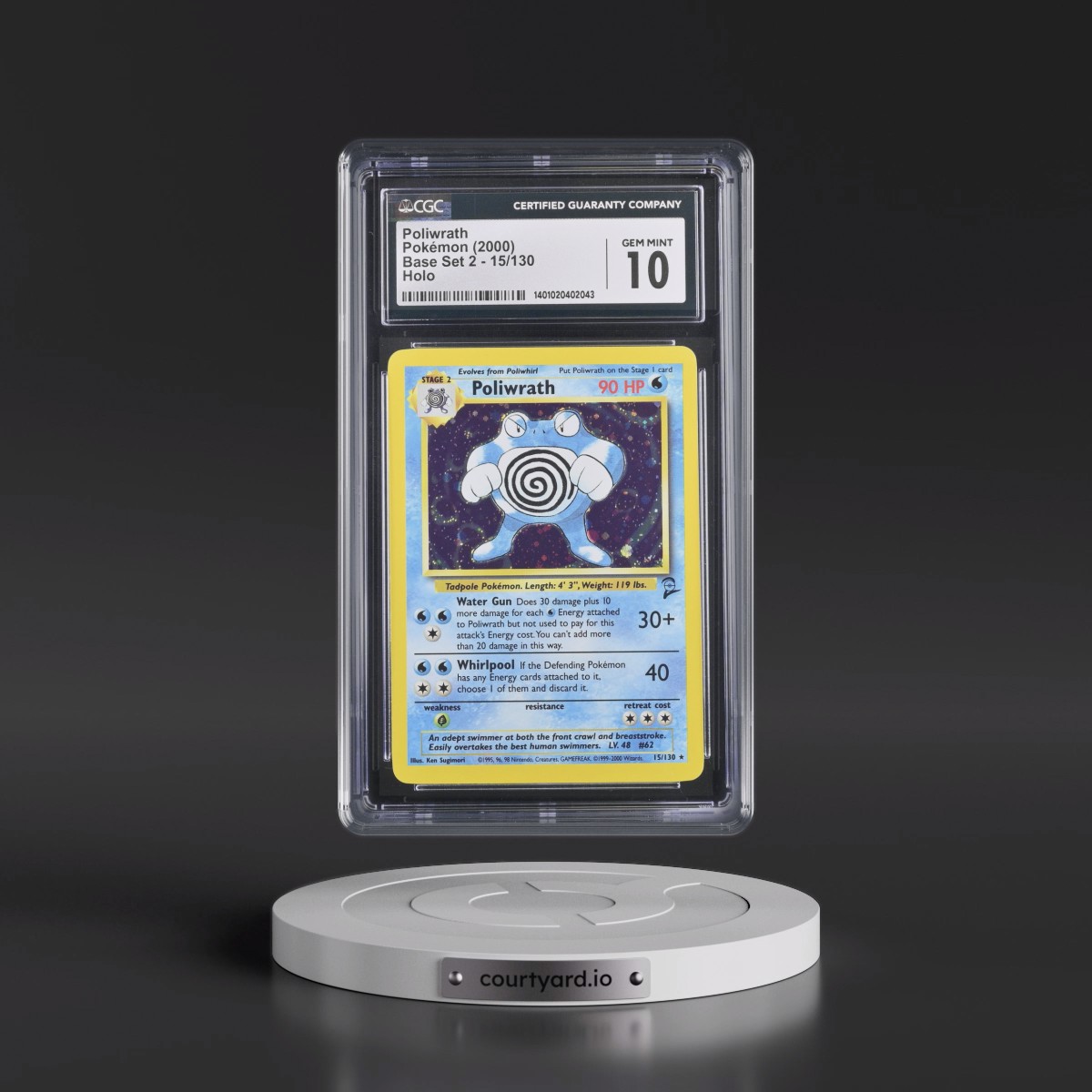 2000 Base Set 2 #15/130 Poliwrath - Holo (CGC 10 GEM MINT)