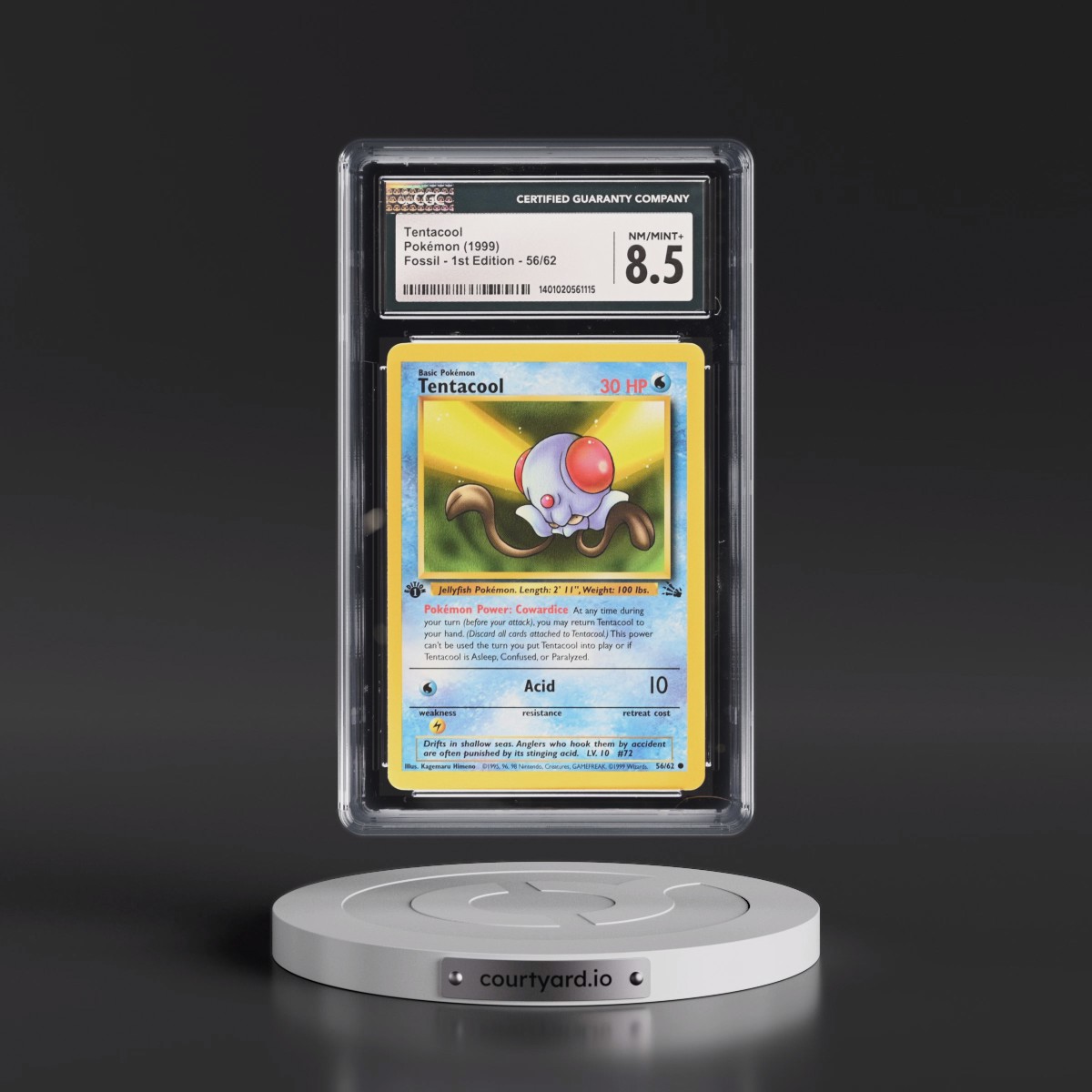 1999 Fossil Tentacool - 1st Edition #56/62 CGC 8.5