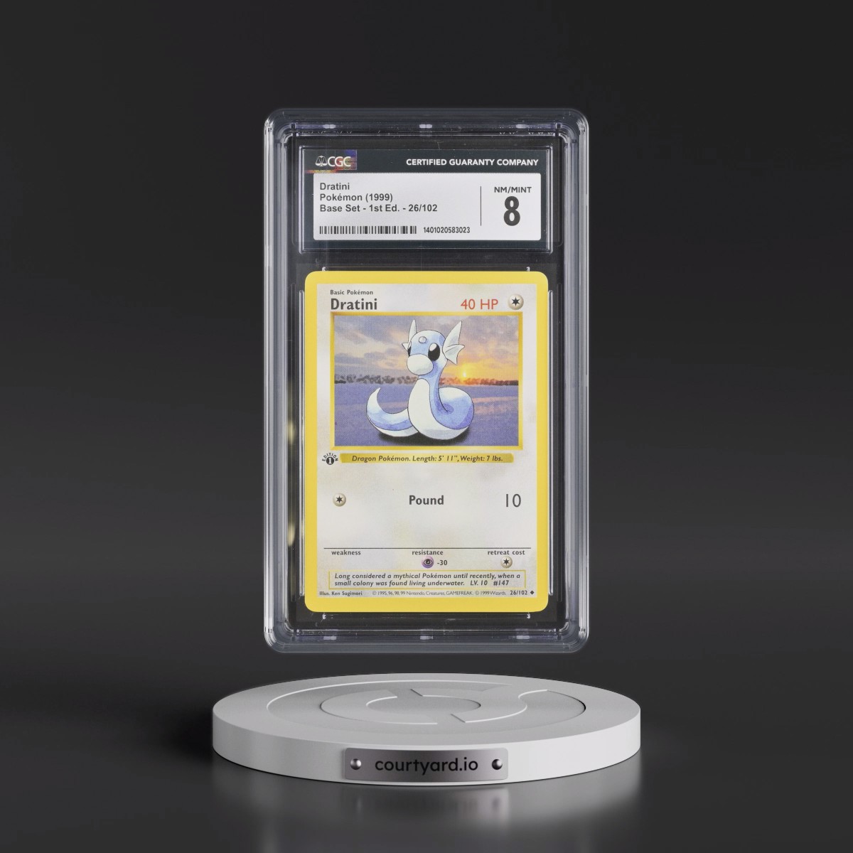 1999 Base Set #26/102 Dratini - 1st Edition 1st Edition (CGC 8 NM-MT)