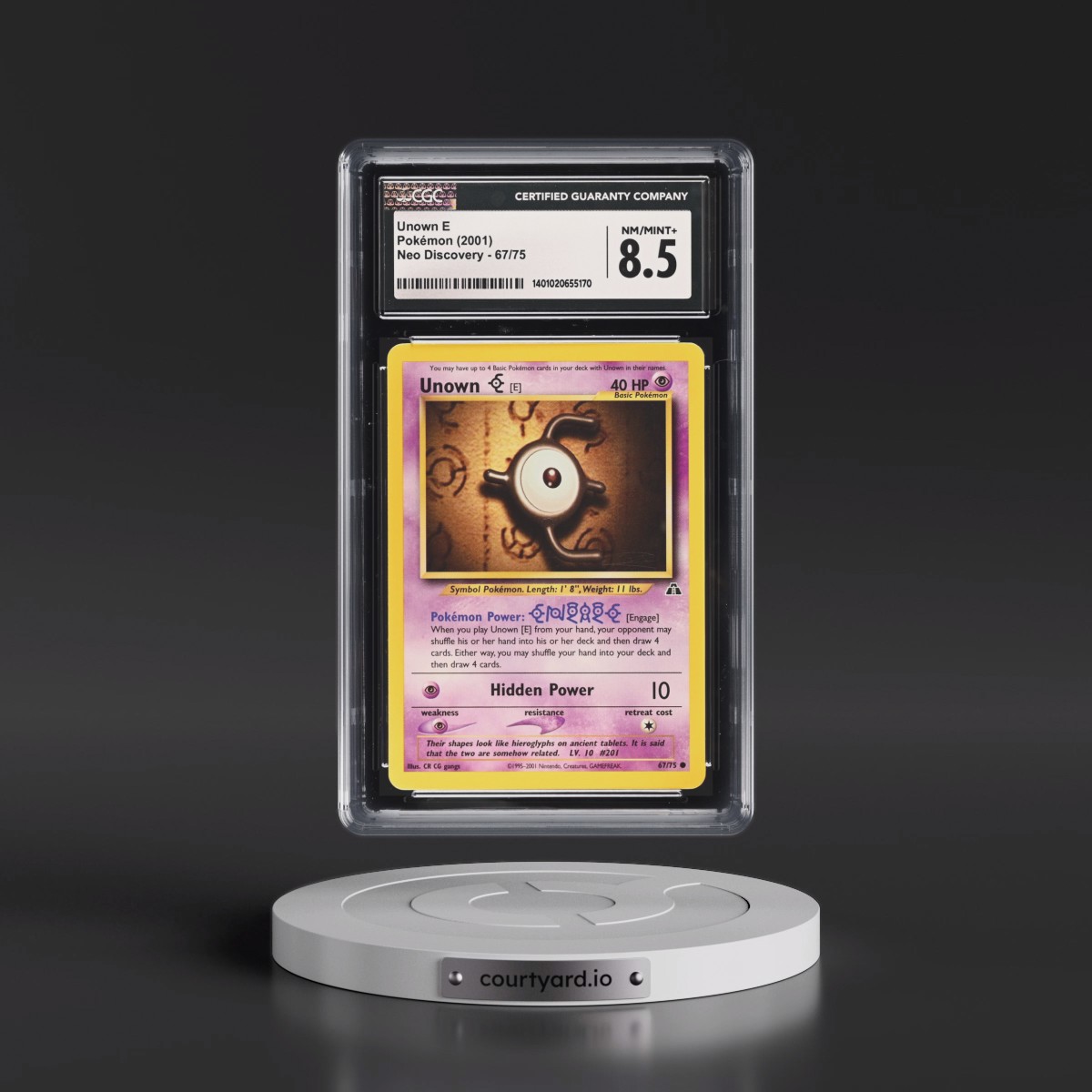 2001 Neo Discovery #67/75 Unown E (CGC 8.5 NM-MT+)