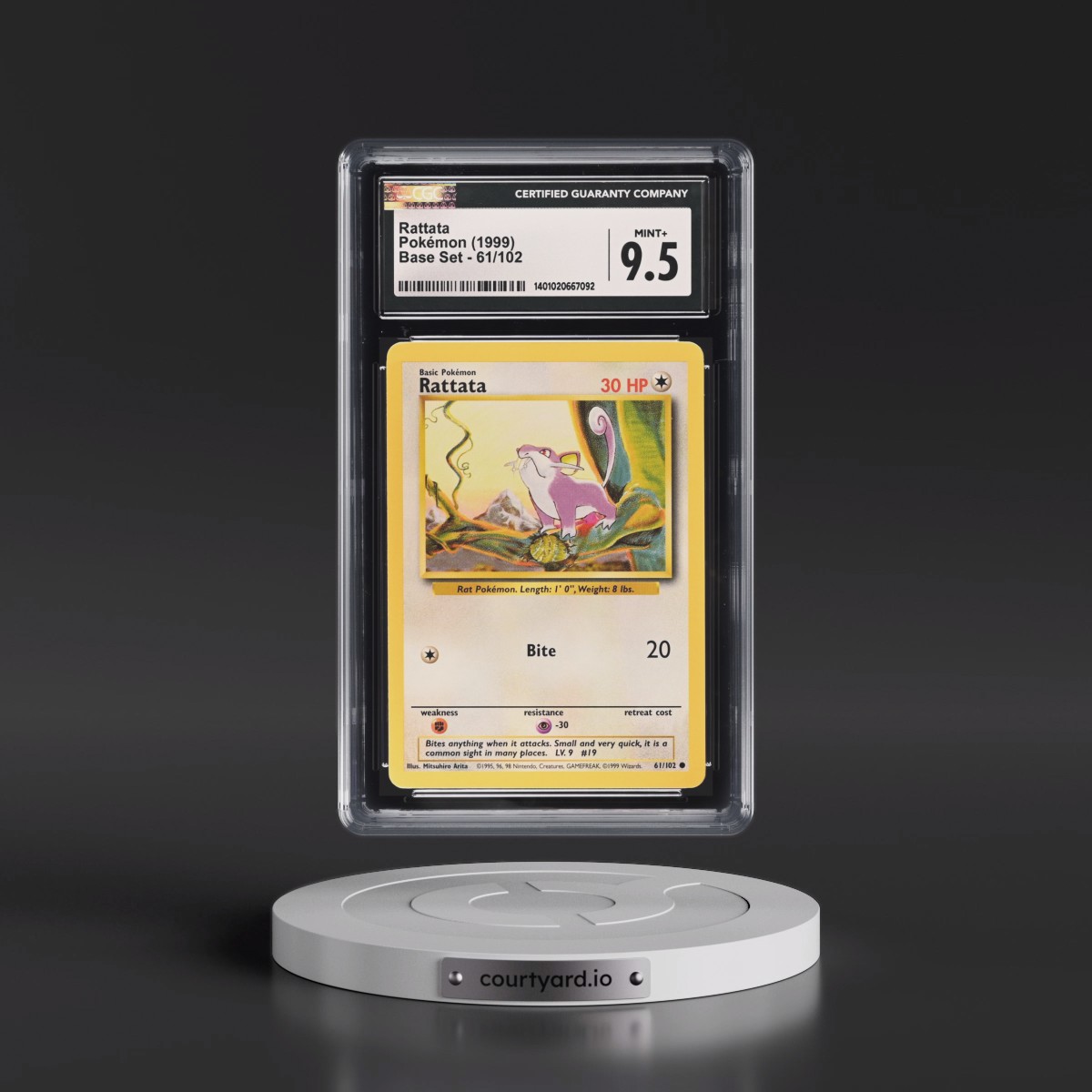 1999 Base Set #61/102 Rattata (CGC 9.5 MINT+)