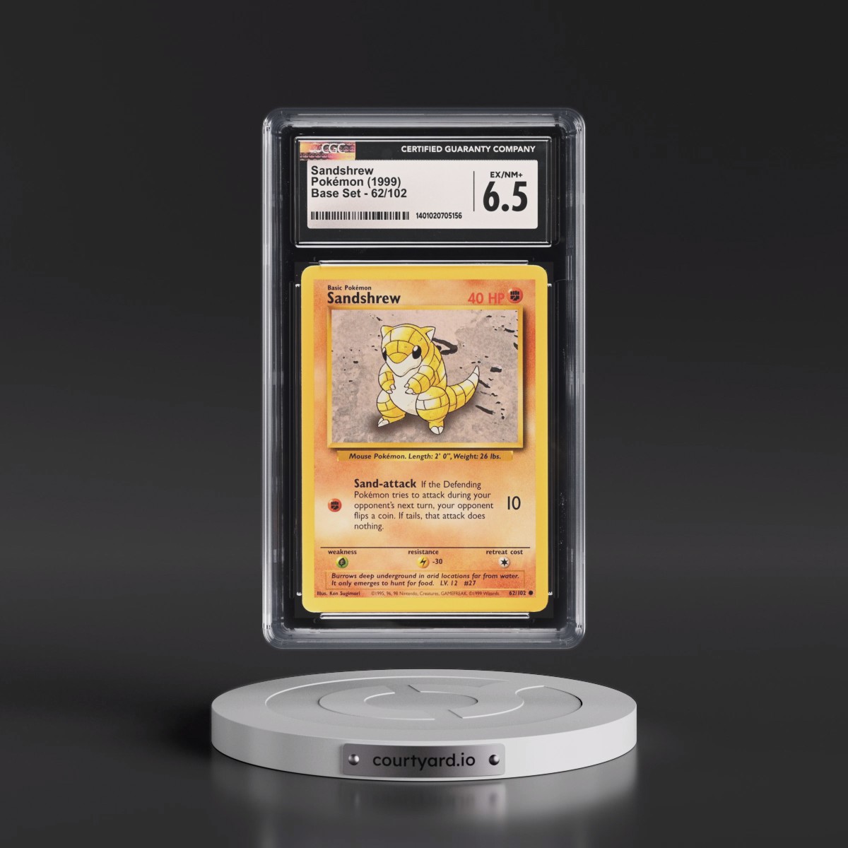 1999 Base Set #62/102 Sandshrew (CGC 6.5 EX-NM+)