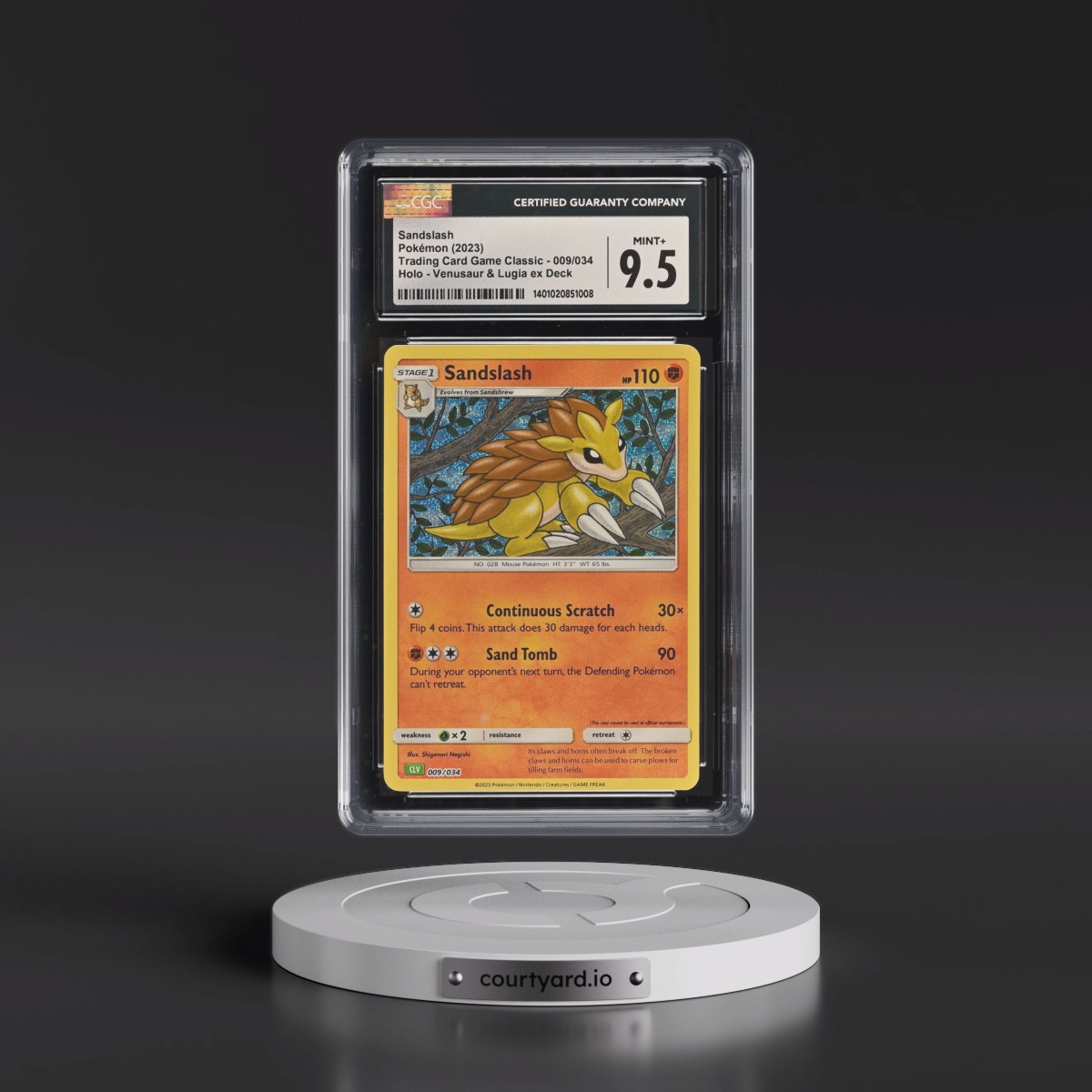 2023 Trading Card Game Classic - CLV, CLC, CLB #009/034 Sandslash - Venusaur & Lugia ex Deck - CLV Holo (CGC 9.5 MINT+)