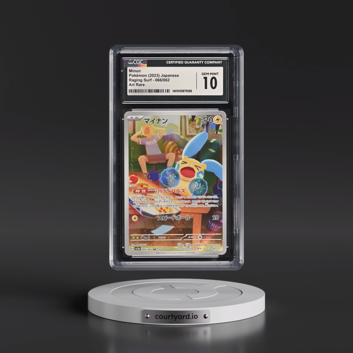 2023 Pokémon Sv3a-Raging Surf #066 Minun - Art Rare (CGC 10 GEM MINT)