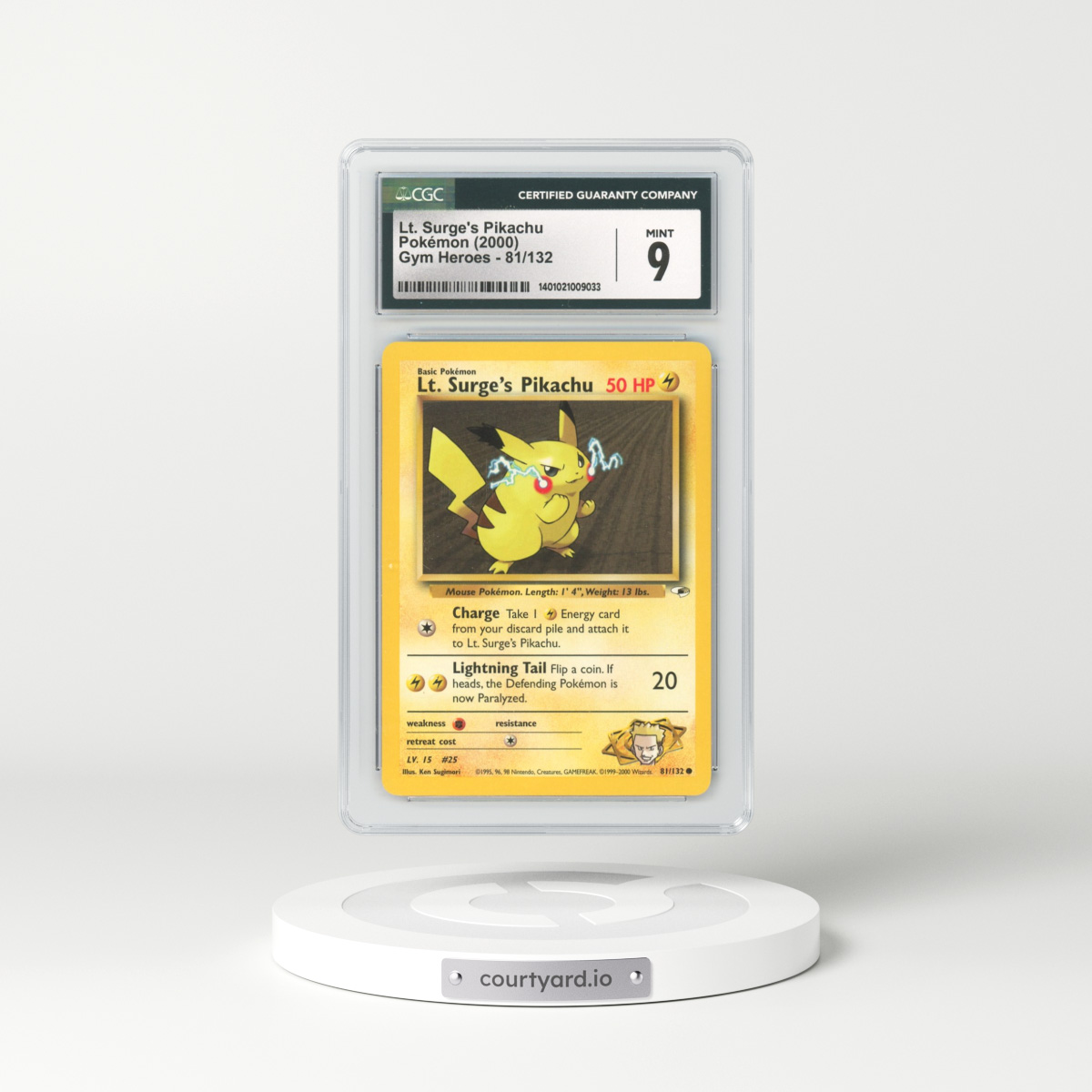 2000 Gym Heroes #81 Lt. Surge's Pikachu (CGC 9 MINT)