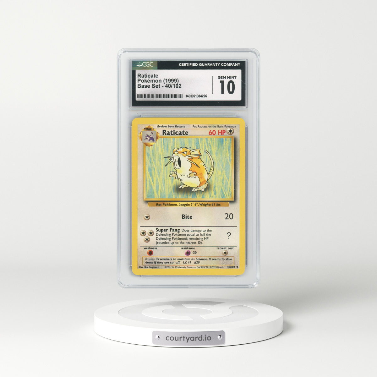 1999 Base Set #40 Raticate (CGC 10 GEM MINT)