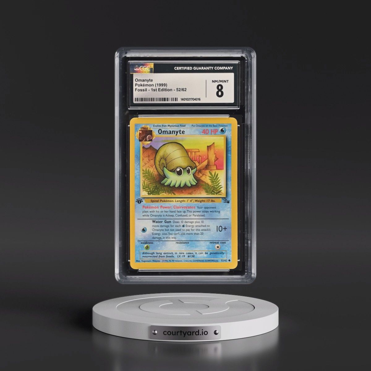 1999 Fossil #52/62 Omanyte - 1st Edition 1st Edition (CGC 8 NM-MT)