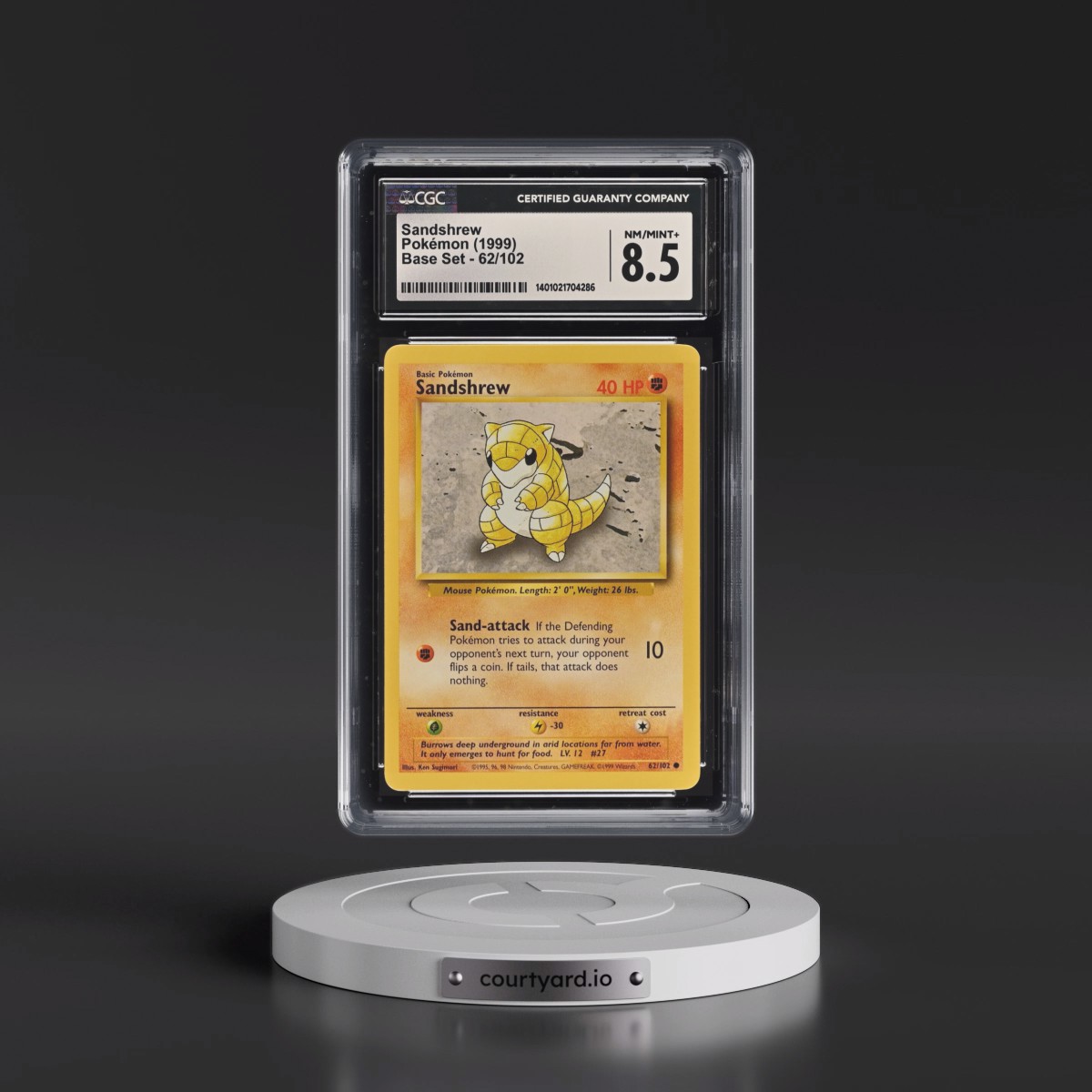 1999 Base Set #62/102 Sandshrew (CGC 8.5 NM-MT+)