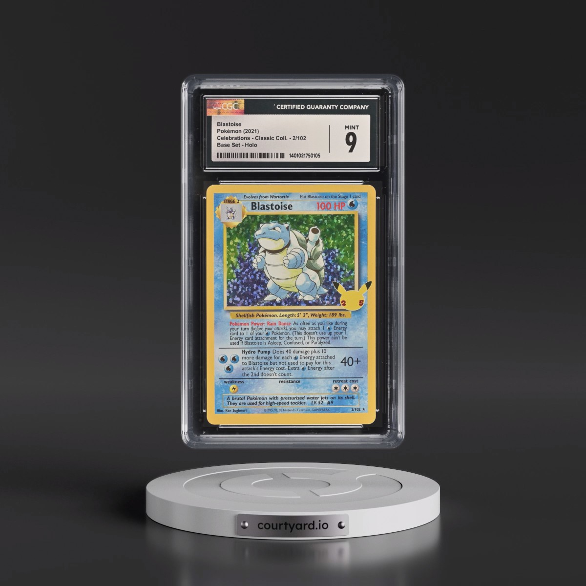 2021 Celebrations - Classic Collection #2/102 Blastoise - Base Set Holo (CGC 9 MINT)
