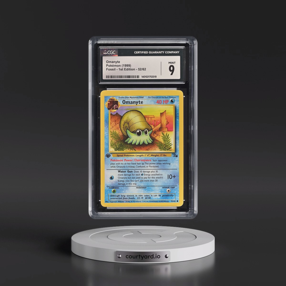 1999 Fossil #52/62 Omanyte - 1st Edition 1st Edition (CGC 9 MINT)