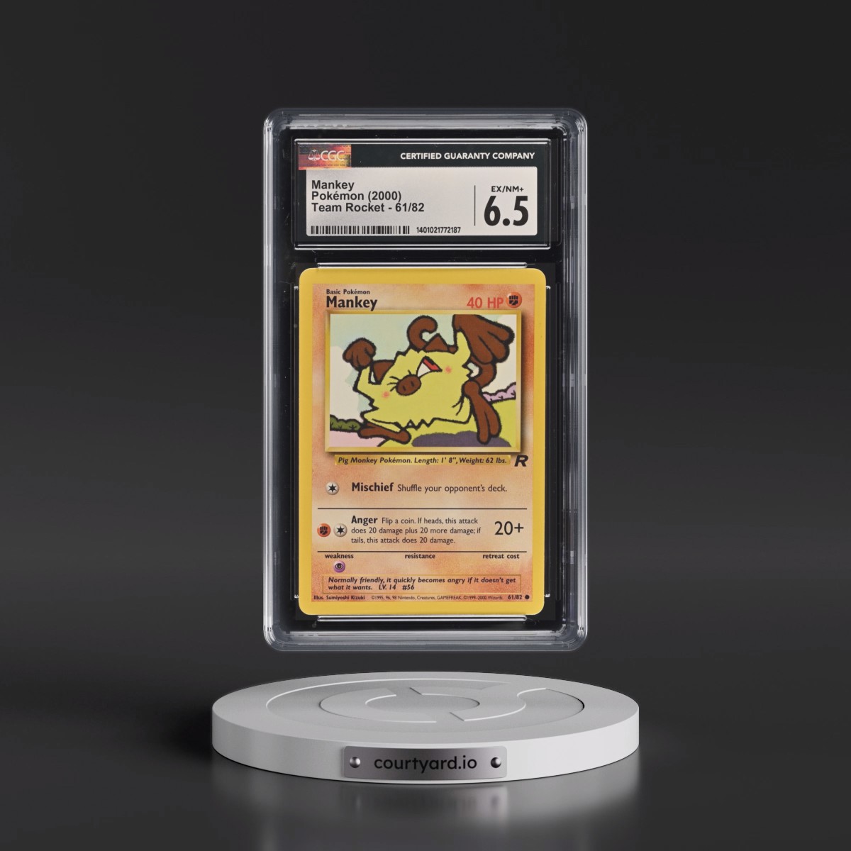 1999 Team Rocket #61/82 Mankey (CGC 6.5 EX-NM+)