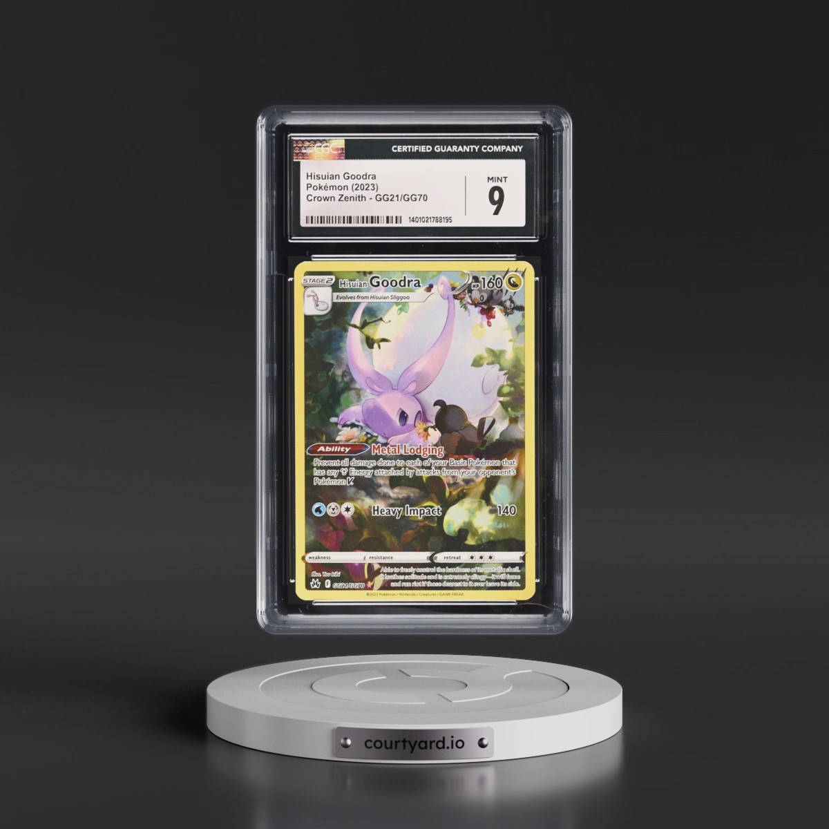 2023 Crown Zenith #GG21/GG70 Hisuian Goodra - Galarian Gallery Holo (CGC 9 MINT)