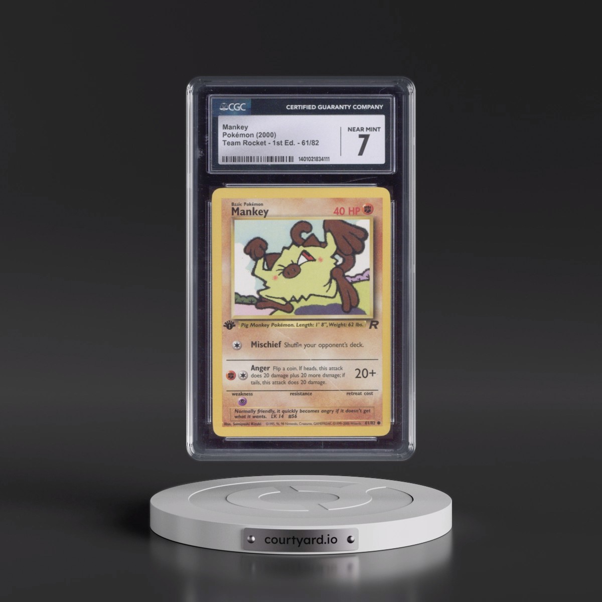 2000 Team Rocket #61/82 Mankey - 1st Edition 1st Edition (CGC 7 NM)