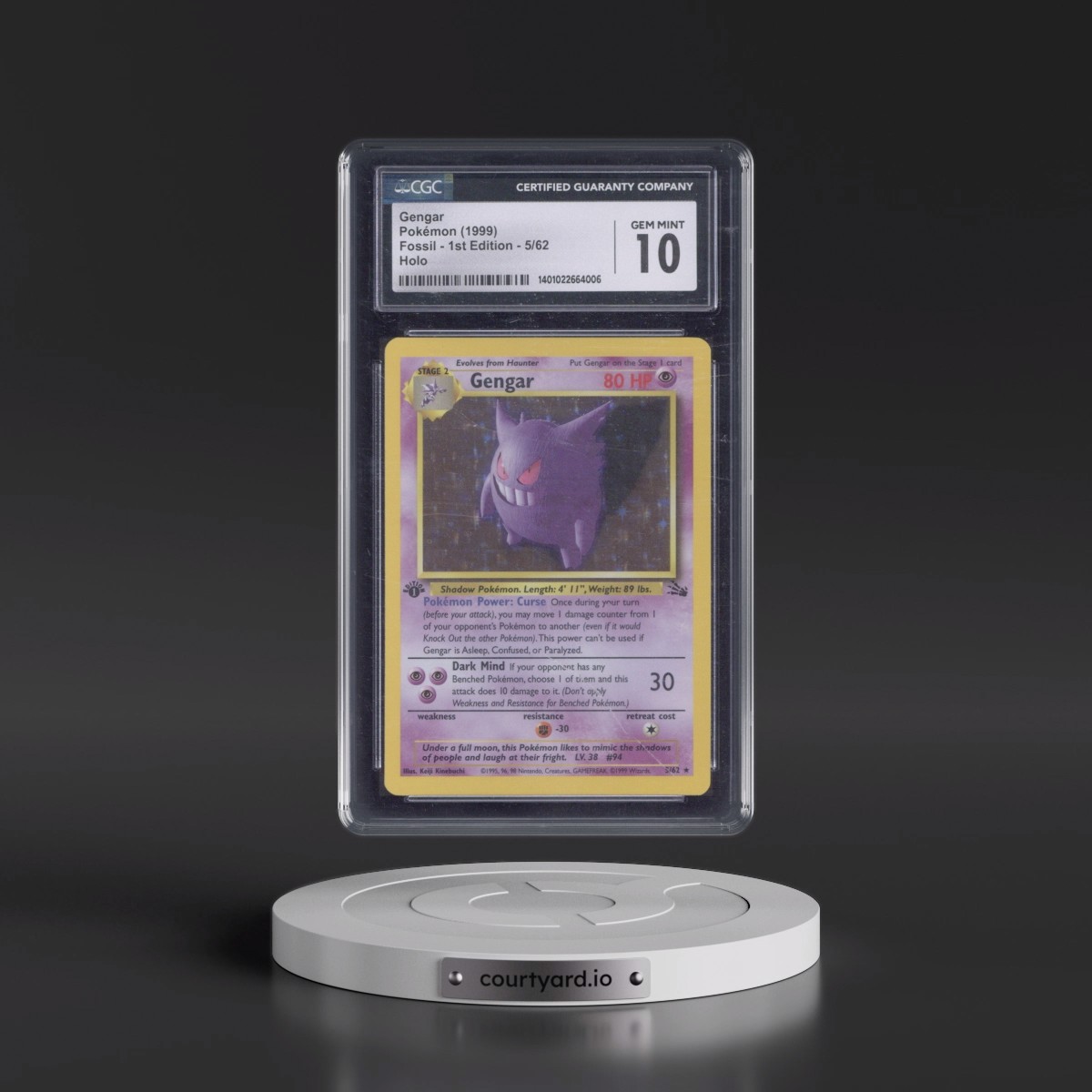 1999 Fossil #5/62 Gengar - 1st Edition Holo (CGC 10 GEM MINT)