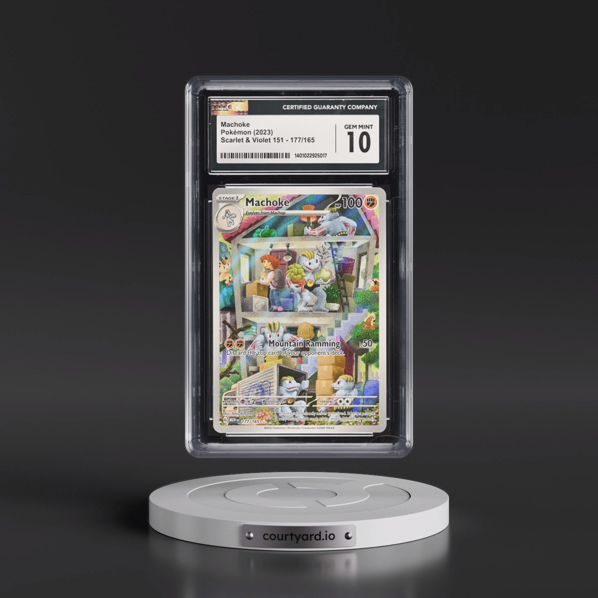 2023 Scarlet & Violet 151 - MEW EN #177/165 Machoke - Illustration Rare Holo (CGC 10 GEM MINT)