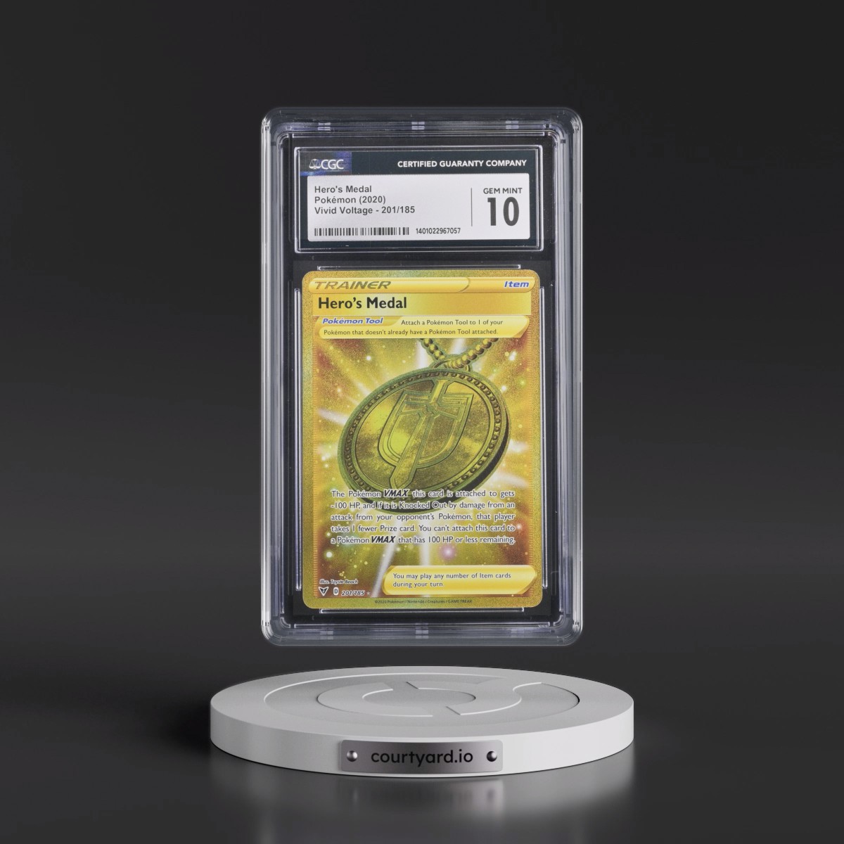 2020 Vivid Voltage #201/185 Hero's Medal - Secret Rare Holo (CGC 10 GEM MINT)
