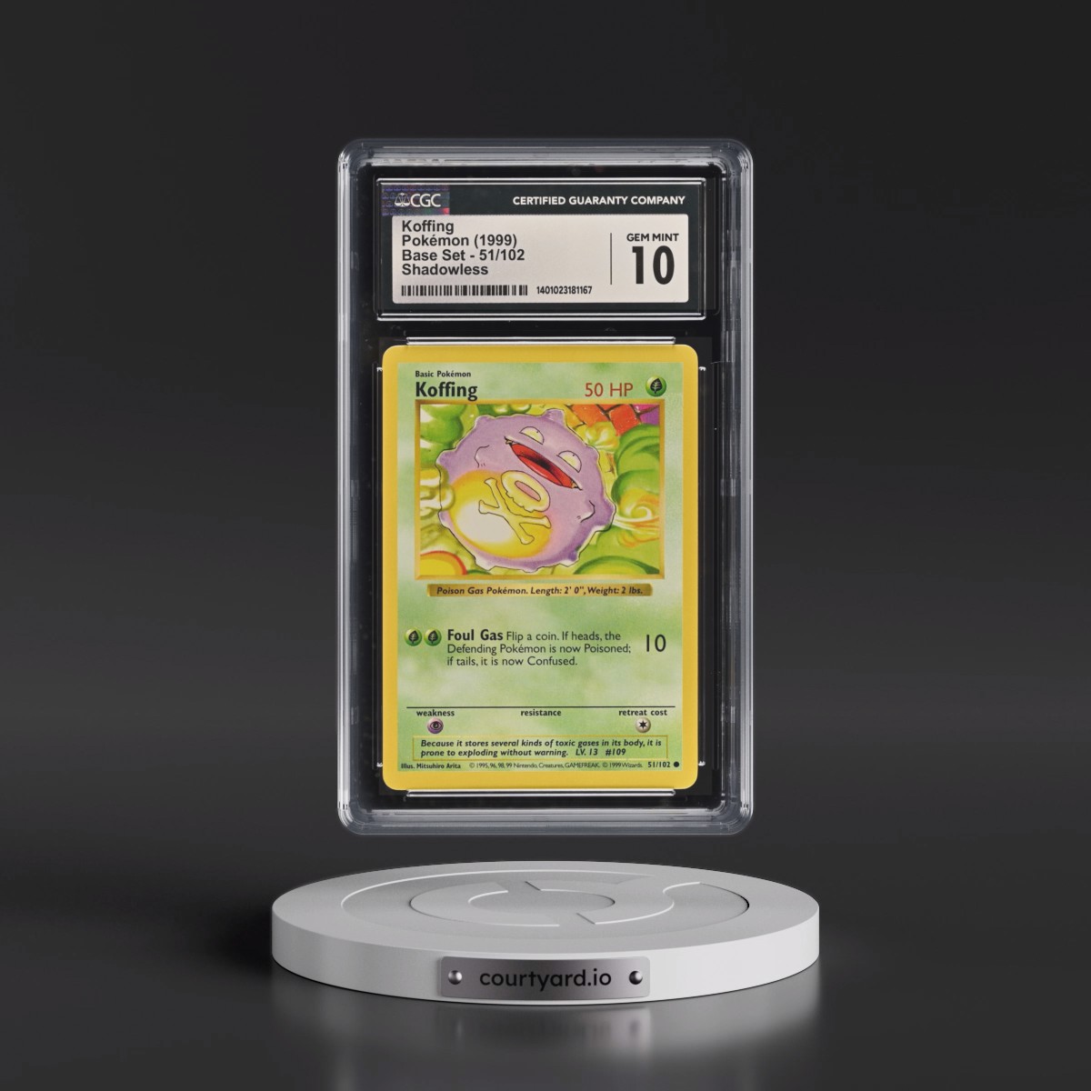 1999 Base Set #51/102 Koffing - Shadowless Shadowless (CGC 10 GEM MINT)