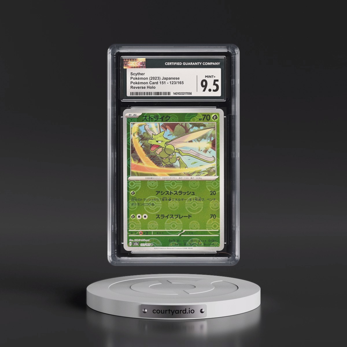2010 Pokémon Card 151 #123/165 Scyther - Reverse Holo Poké Ball (CGC 9.5 MINT+)