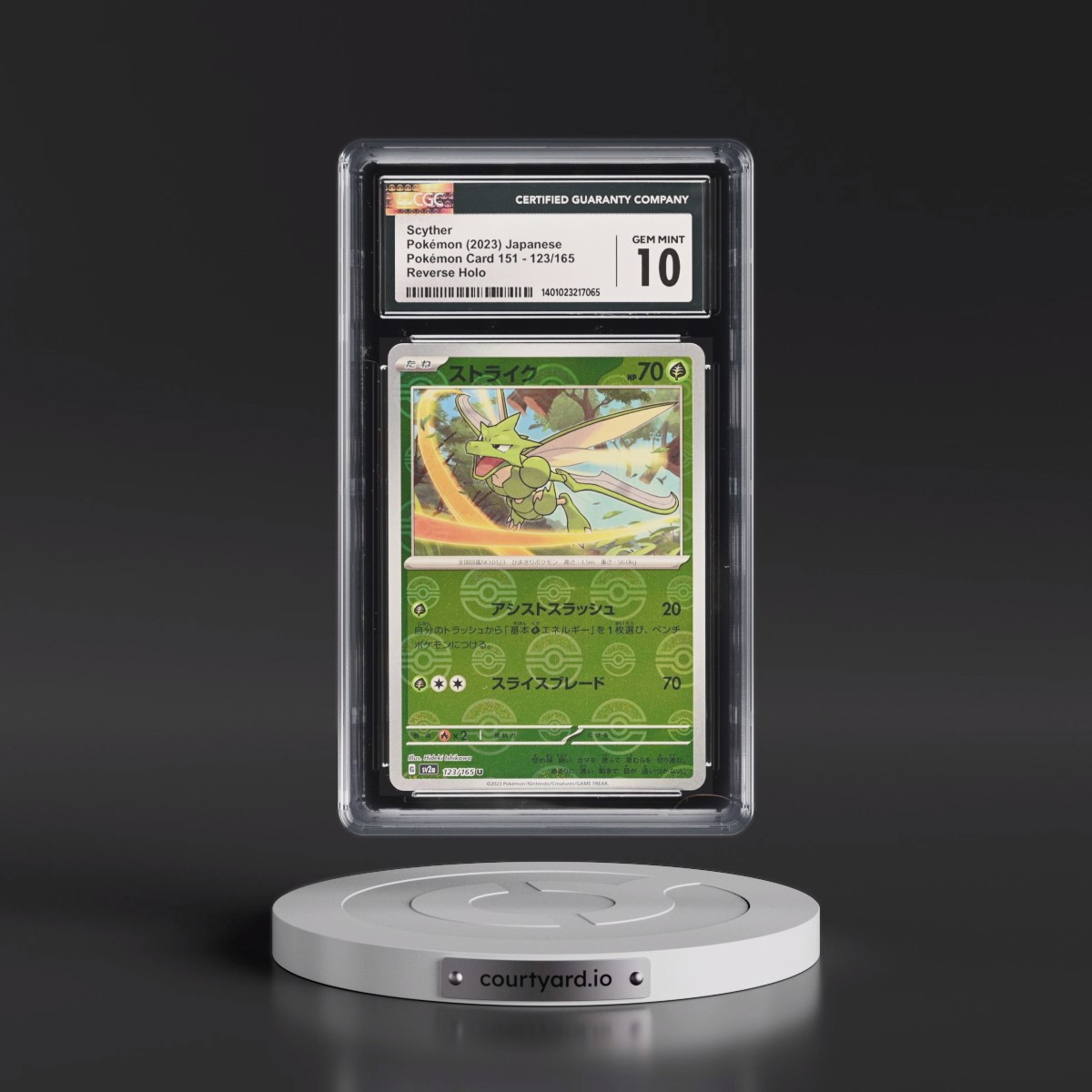 2010 Pokémon Card 151 #123/165 Scyther - Reverse Holo Poké Ball (CGC 10 GEM MINT)