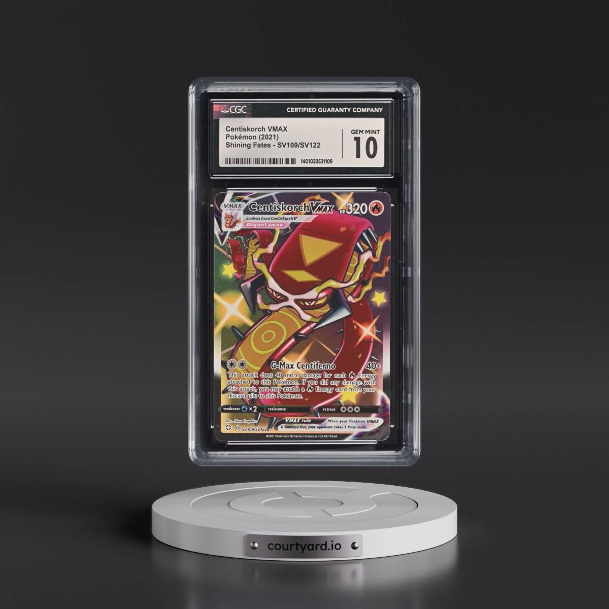 2021 Shining Fates Centiskorch VMAX - Shiny Vault Holo #SV109/SV122 CGC 10