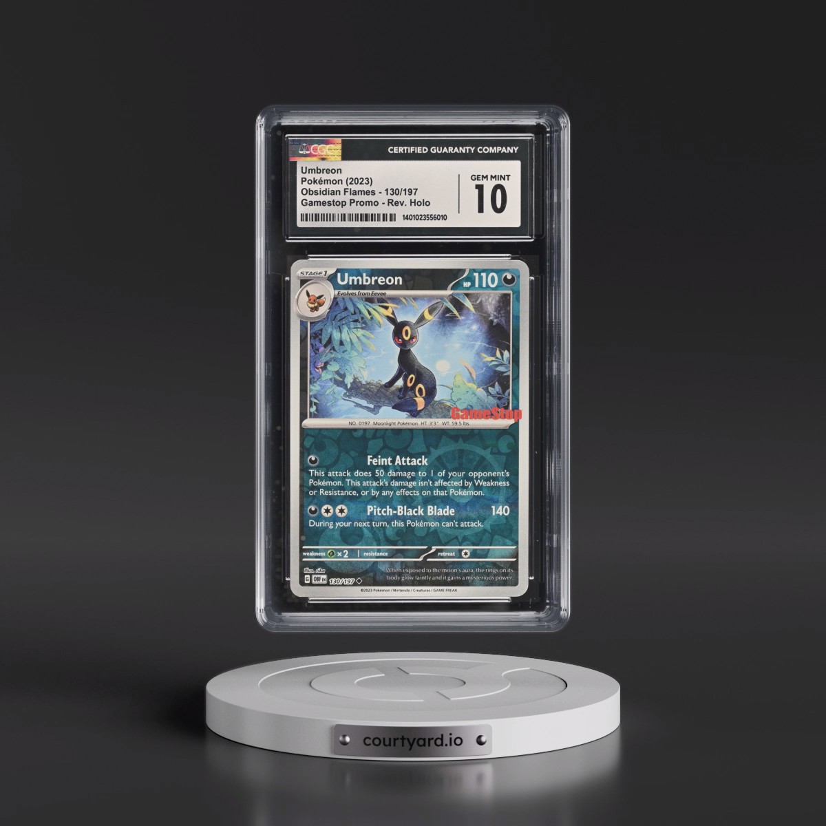 2023 Obsidian Flames - OBF EN #130/197 Umbreon - Reverse Holo GameStop Promo () (CGC 10 GEM MINT)