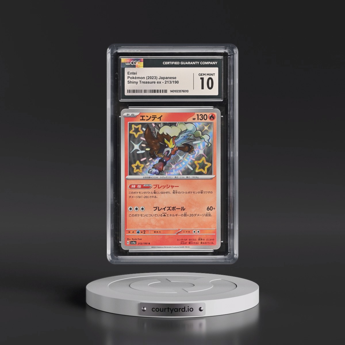 2023 Shiny Treasure ex #213/190 Entei - Shiny Rare Holo (CGC 10 GEM MINT)