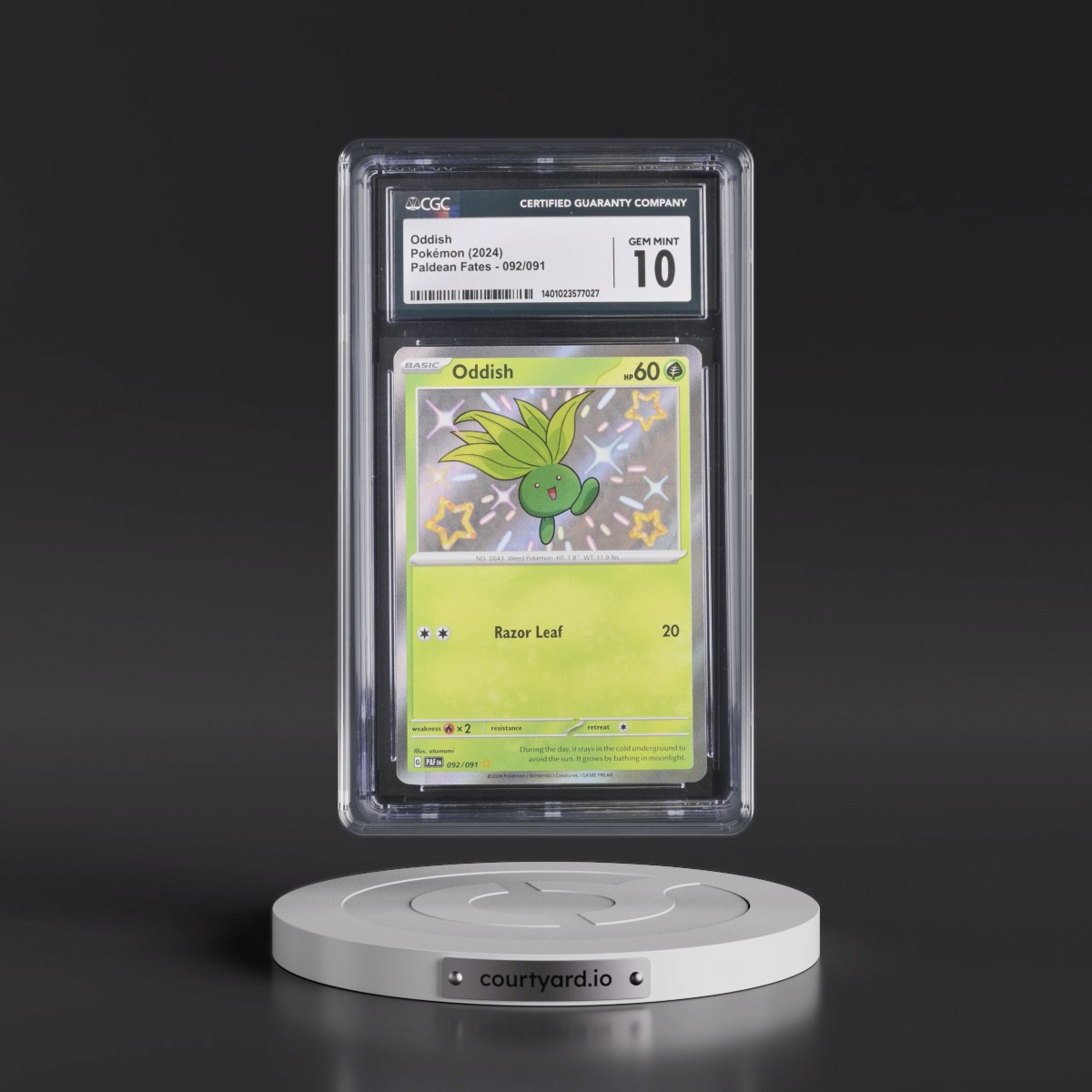2024 Paldean Fates - PAF EN #092/091 Oddish - Shiny Rare Holo (CGC 10 GEM MINT)
