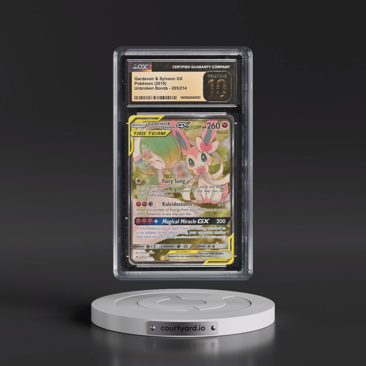 2019 Unbroken Bonds #205/214 Gardevoir &amp; Sylveon GX - Ultra Rare Holo (CGC 10 PRISTINE)
