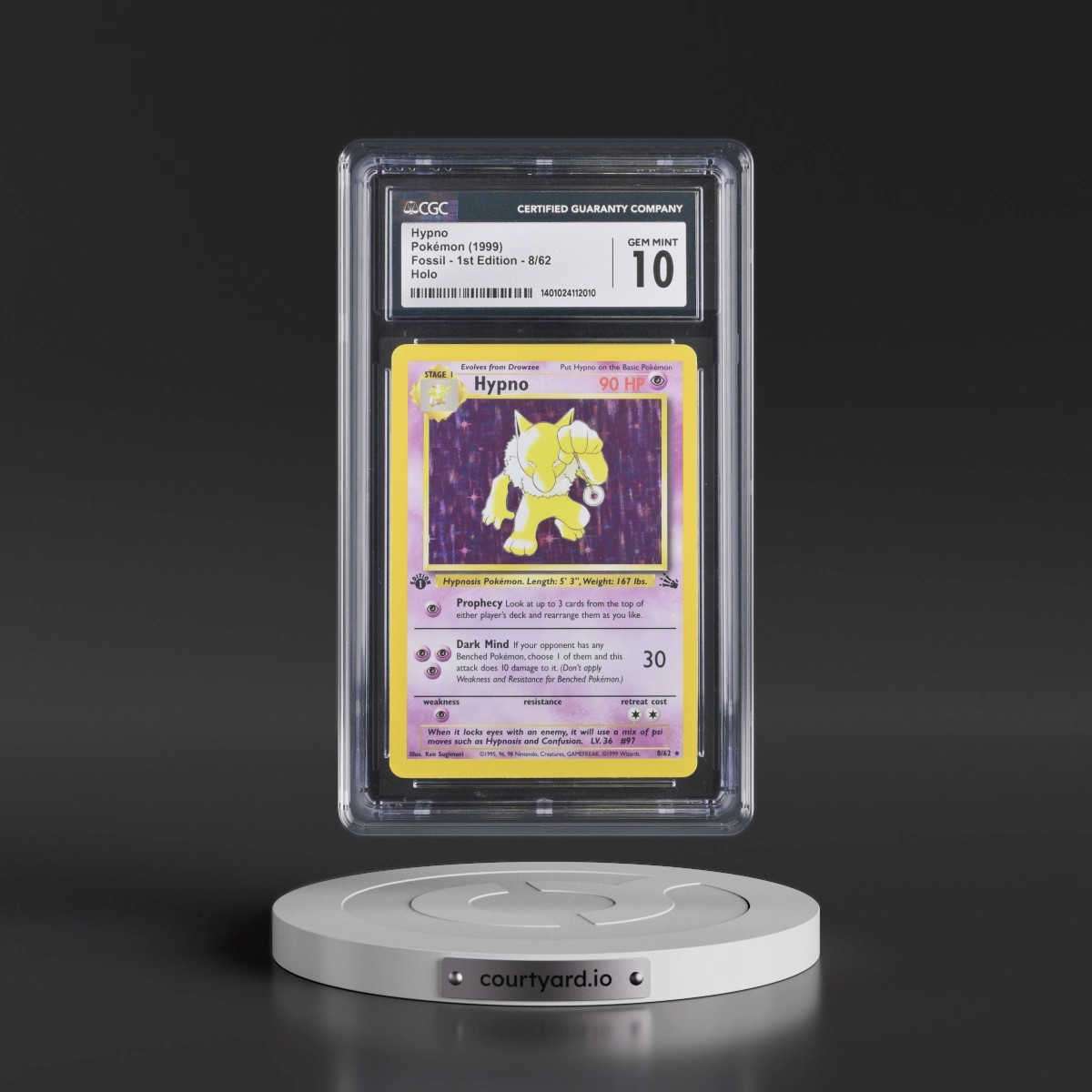 1999 Fossil #8/62 Hypno - 1st Edition Holo (CGC 10 GEM MINT)