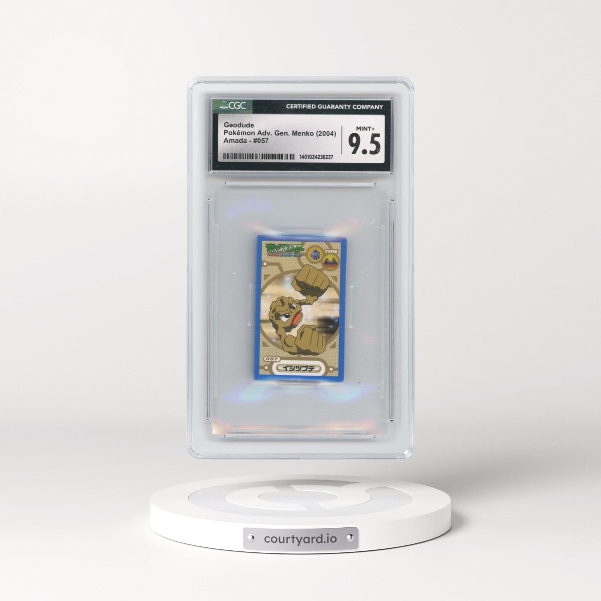 2004 Kakumen Retsuden Advance (Blue w/ Gold Foil Back) - Japanese #057 Geodude (CGC 9.5 MINT+)