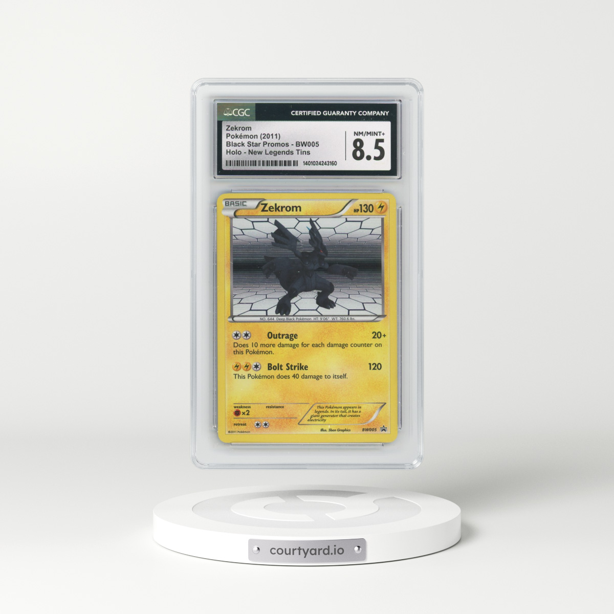 2011 Black Star Promos - Black & White #BW005 Zekrom - New Legends Tins Holo (CGC 8.5 NM-MT+)