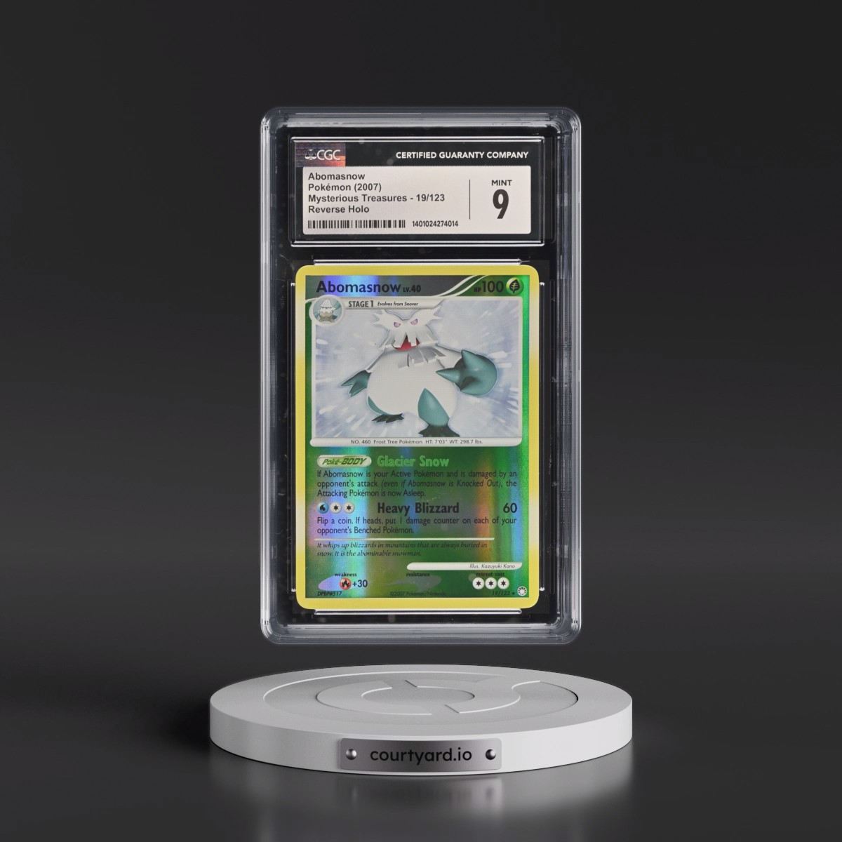 2007 Mysterious Treasures #19/123 Abomasnow - Reverse Holo (CGC 9 MINT)