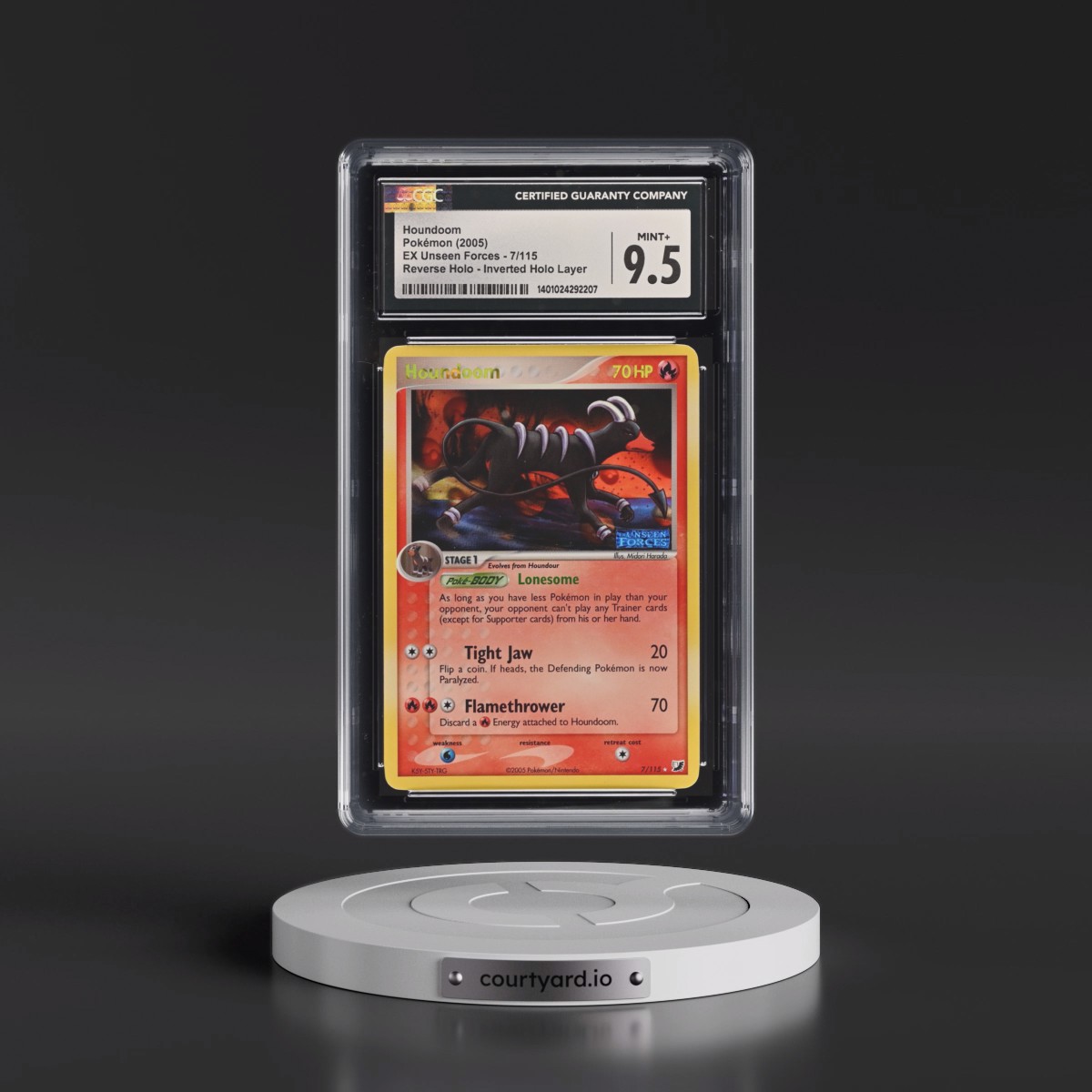 2005 EX Unseen Forces #7/115 Houndoom - Reverse Holo Inverted Holo Layer (CGC 9.5 MINT+)