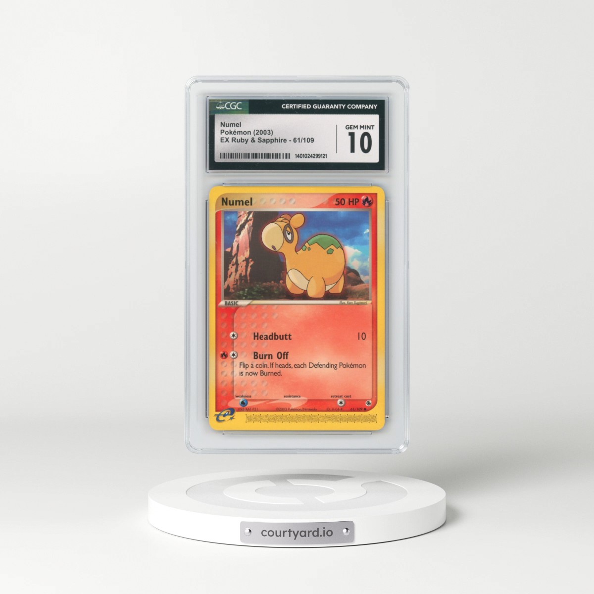 2003 EX Ruby & Sapphire (2003 Copyright, w/ "e" Symbol) #61/109 Numel (CGC 10 GEM MINT)