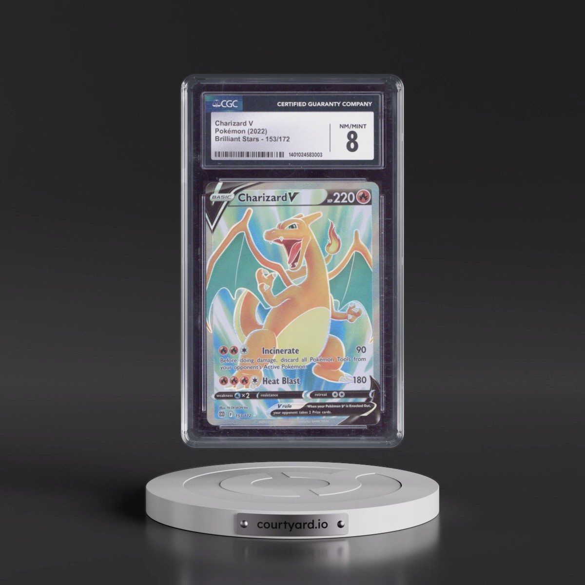 2022 Brilliant Stars #153/172 Charizard V - Ultra Rare Holo (CGC 8 NM-MT)