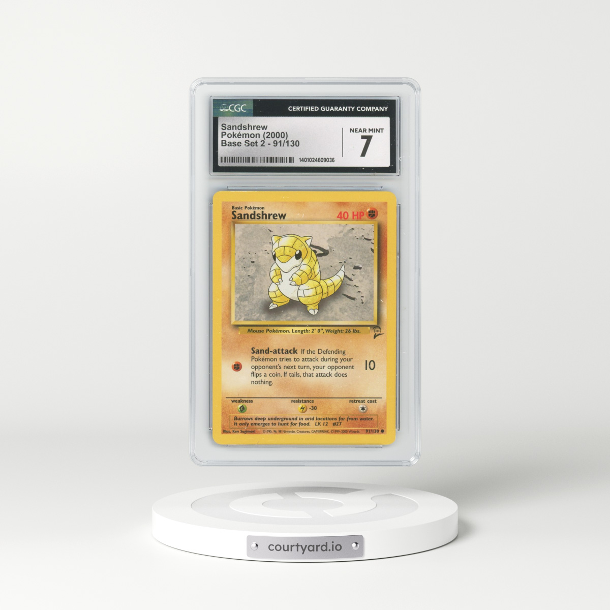 2000 Base Set 2 #91 Sandshrew (CGC 7 NM)