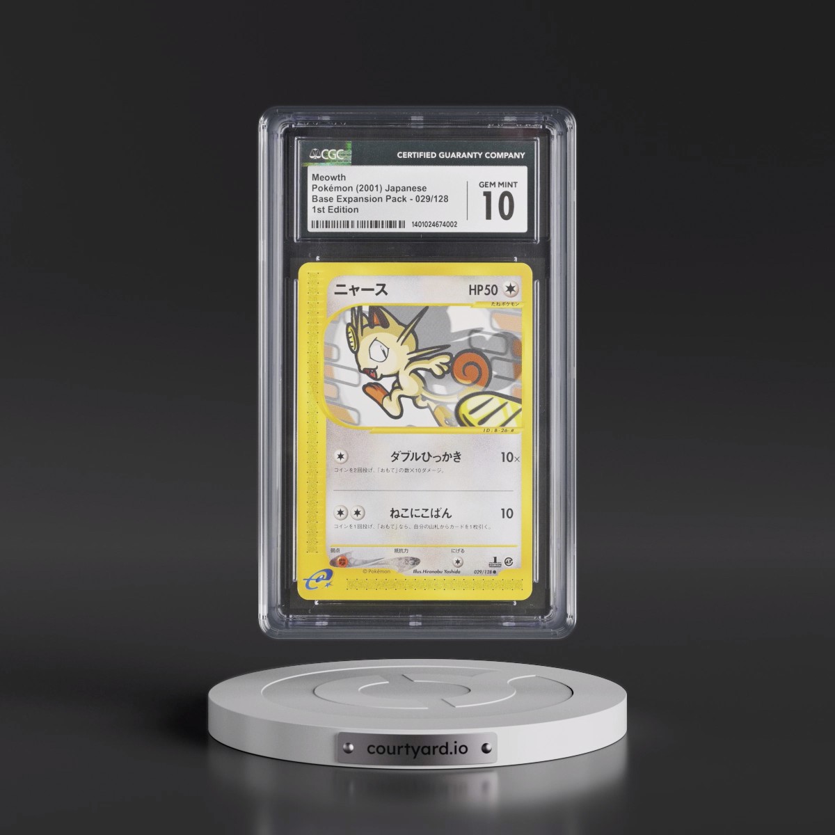 2001 Base Expansion Pack #029/128 Meowth - 1st Edition (CGC 10 GEM MINT)