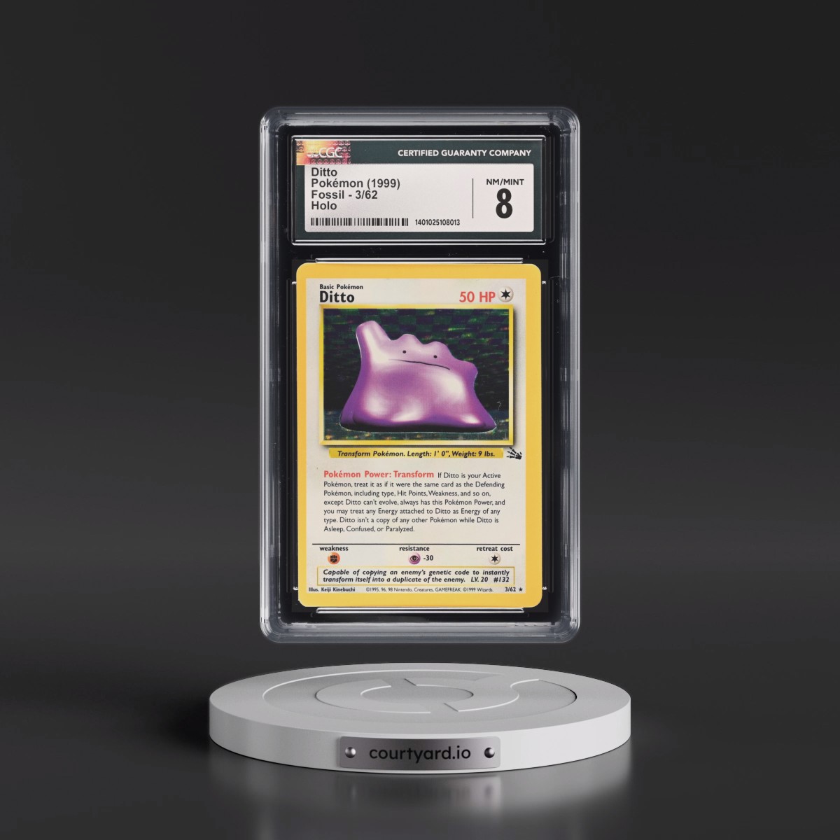 1999 Fossil #3/62 Ditto - Galaxy Star Holo (CGC 8 NM-MT)
